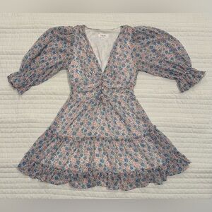 Peach Love California Floral Printed Sleeve Dress Size Small